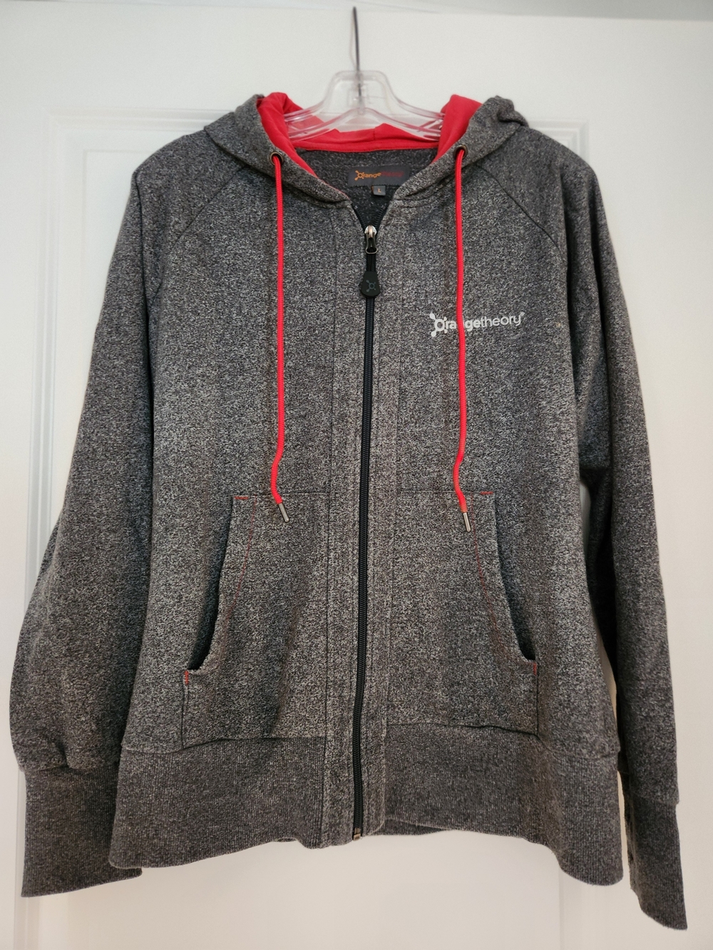 Orangetheory Gray Full-Zip Hoodie with Red Accents